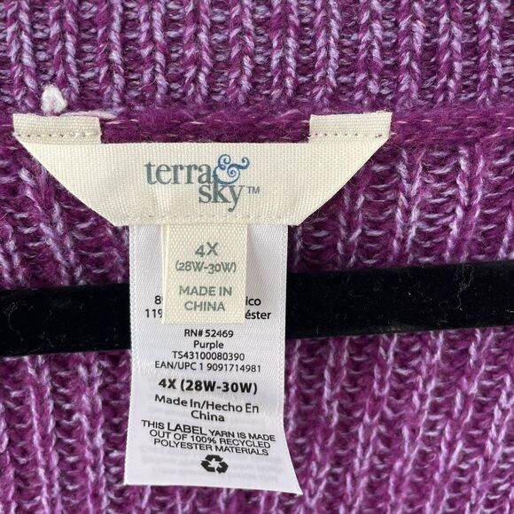 Terra & Sky Pullover Sweater Women Purple‎ Acrylic Blend Knitted 4X Round Neck - Picture 5 of 10